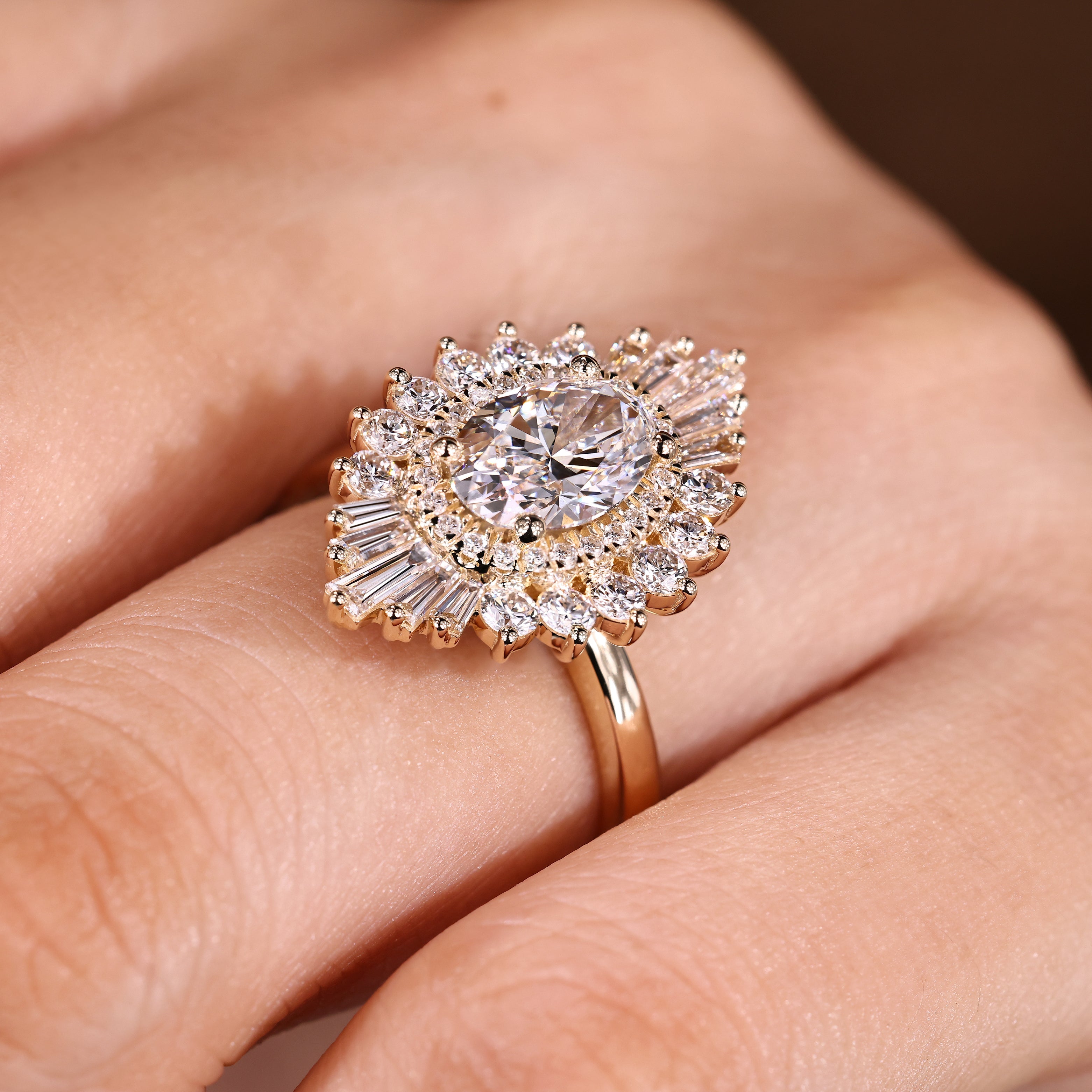 Oval Cut Engagement Ring In Double Halo Style