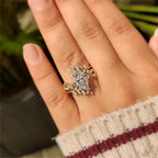 Marquise Engagement Ring With Wedding Band In Nature Inspired Style