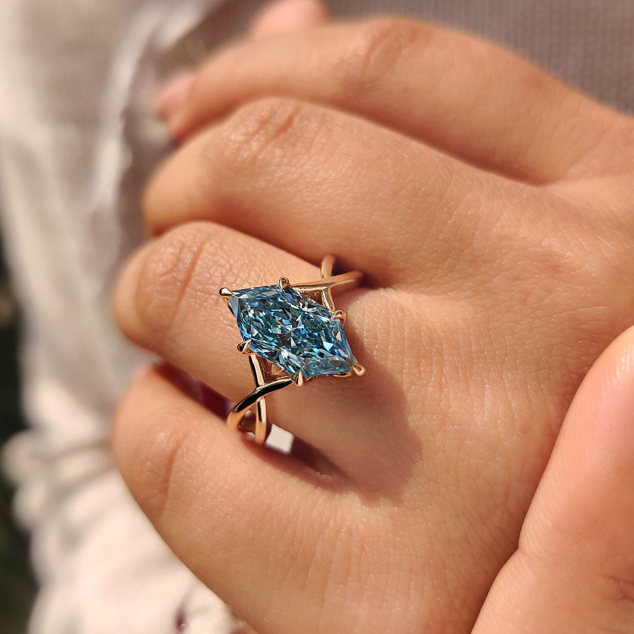 Blue Dutch Marquise Engagement Ring In Hidden Halo Style Secondary image