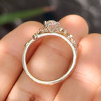 Nature Inspired Oval Diamond Ring with Leaf Style Prong Setting