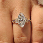 Marquise Diamond Ring in Nature Inspired Style with Amethyst Gemstone