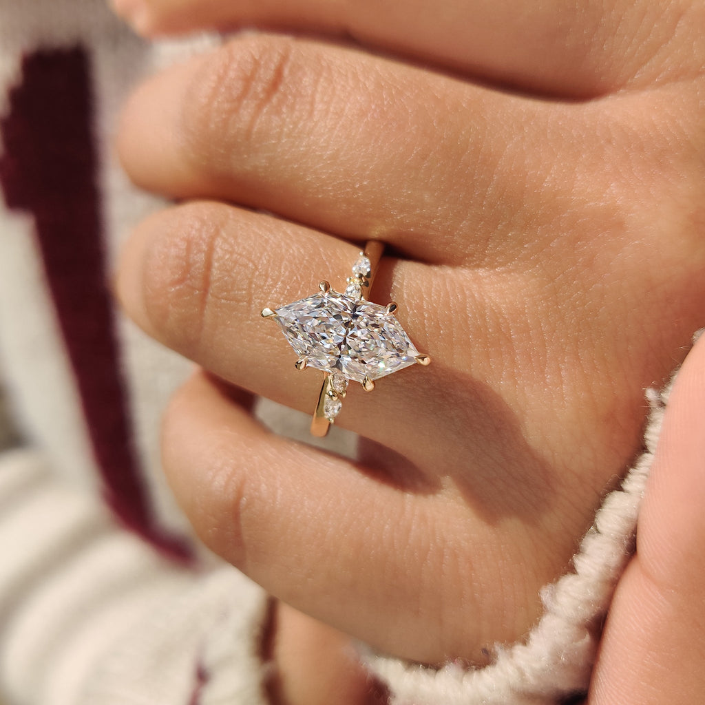 Dutch Marquise Cut Ring with Marquise Side Stones