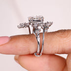 Nature Inspired Coffin Wedding Ring with Leaf Wrap Guard Band