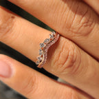 Pink Round Diamond Tiara Wedding Band In 3/4 Eternity Style