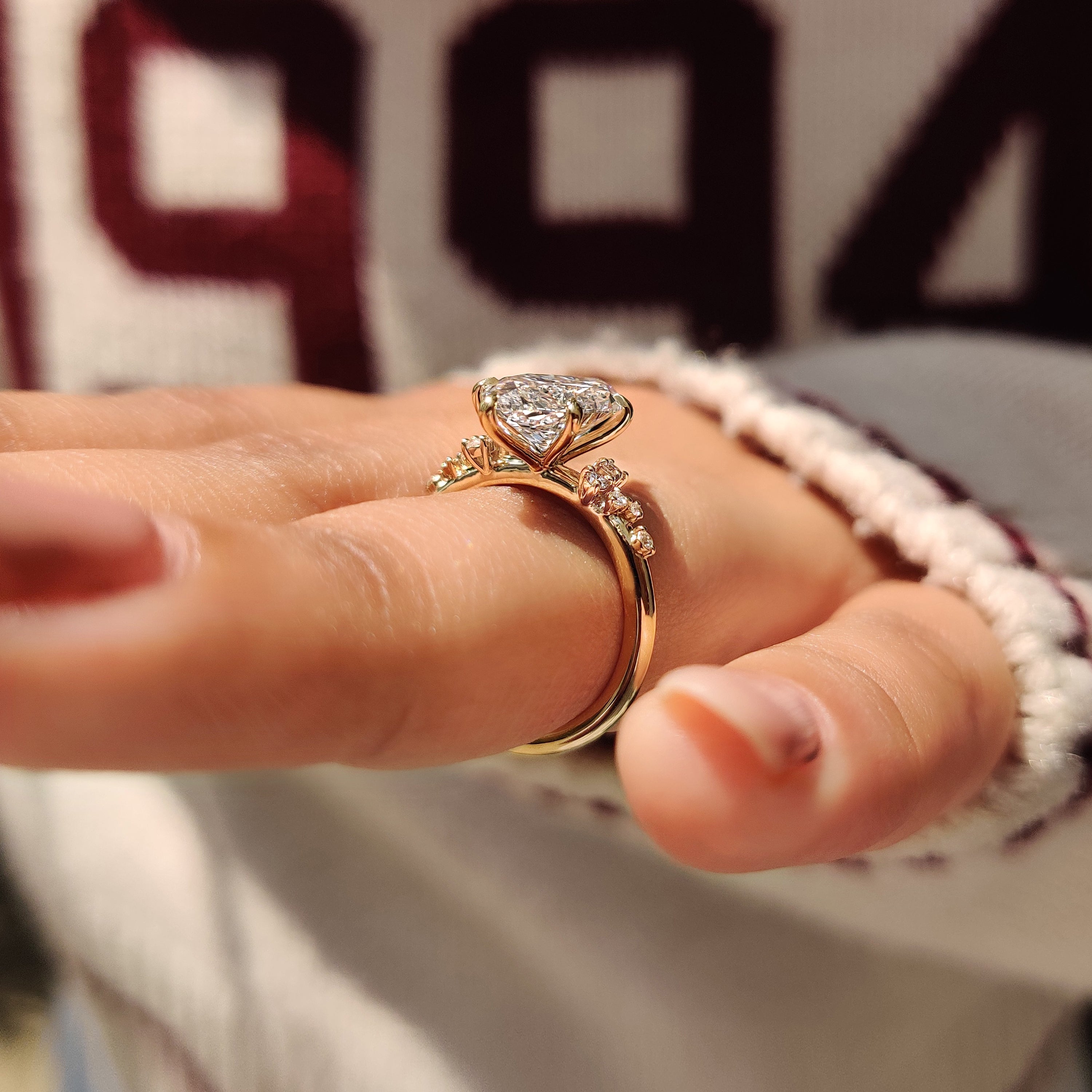 Marquise Cut Engagement Ring in Cluster Setting