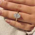 Oval Cut Diamond Ring in Round Cut Diamond Basket Setting