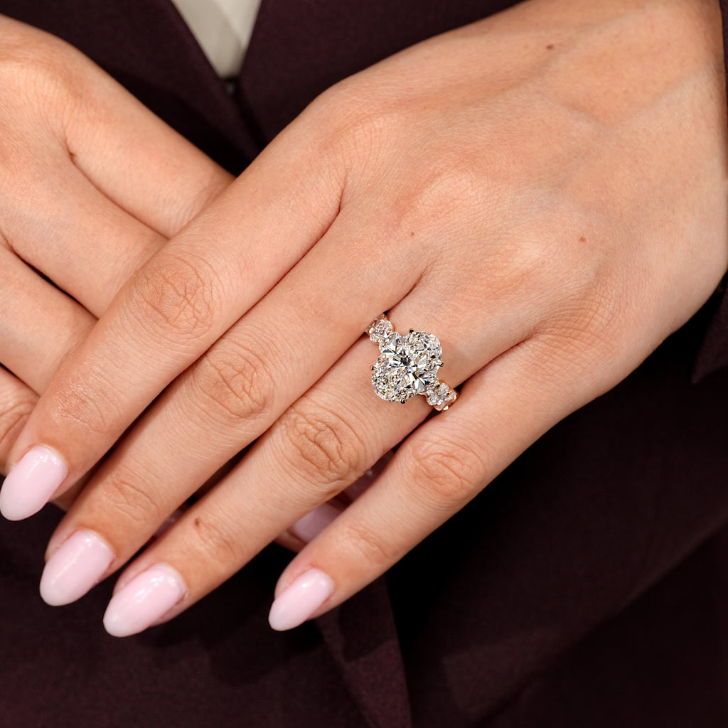 Oval Engagement Ring with Four Claw Prong Setting