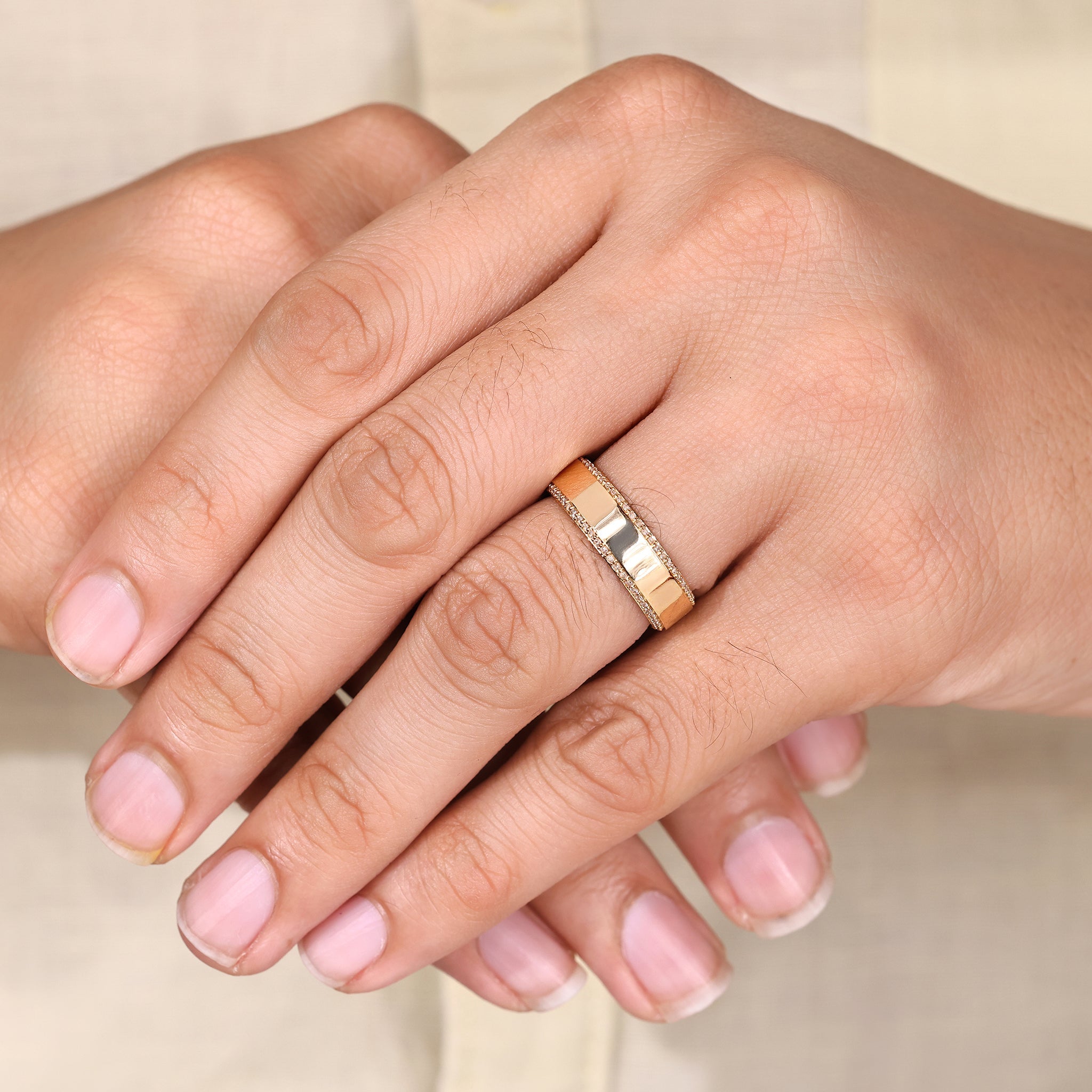 Men's Wedding Band in Round Cut Double Side Eternity style