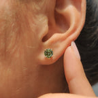 Green Portuguese Cut Diamond Earrings in Push Back