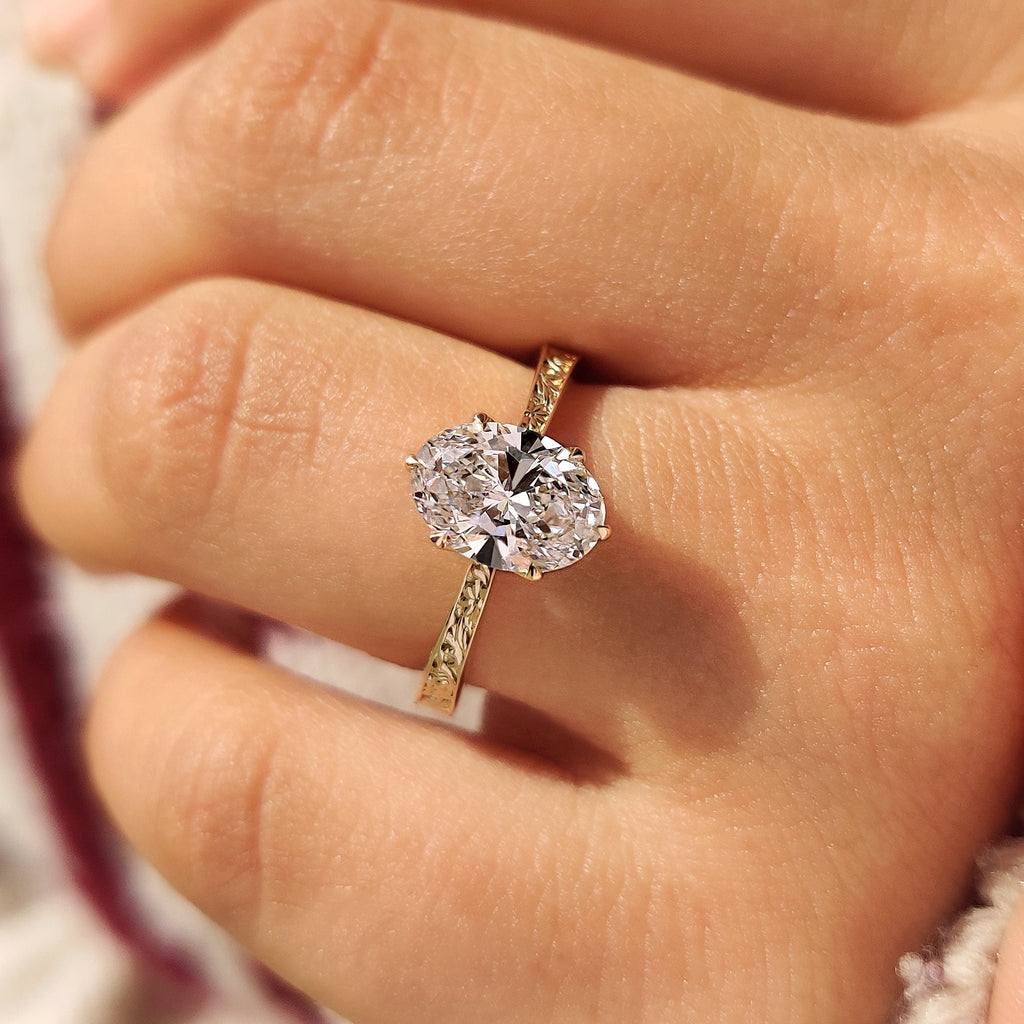 Oval Diamond Ring with Solitaire Setting
