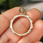 Green Dutch Marquise Engagement Ring with Milgrain Details