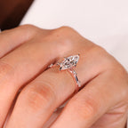 Elongated Marquise Engagement Ring In Distance Pave Style