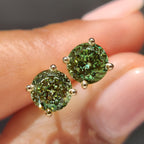 Green Portuguese Cut Diamond Earrings in Push Back