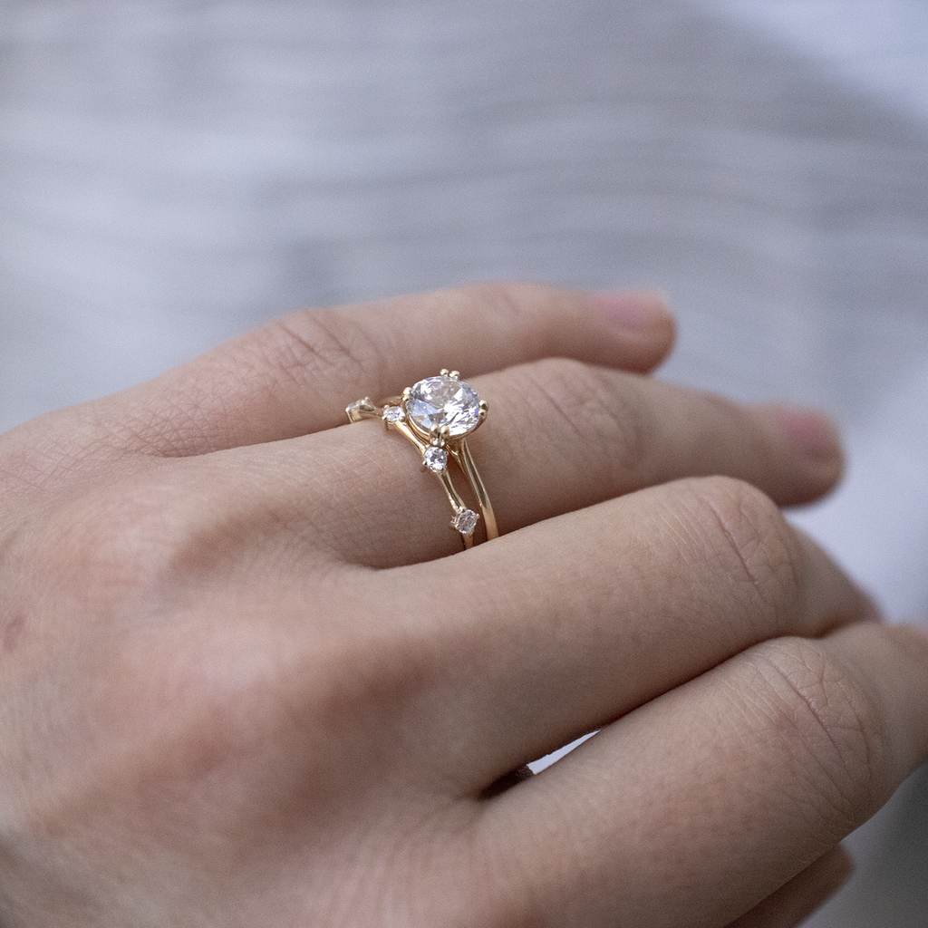 1.20 CT Round Cut Double Claw Prong Moissanite Engagement Ring
