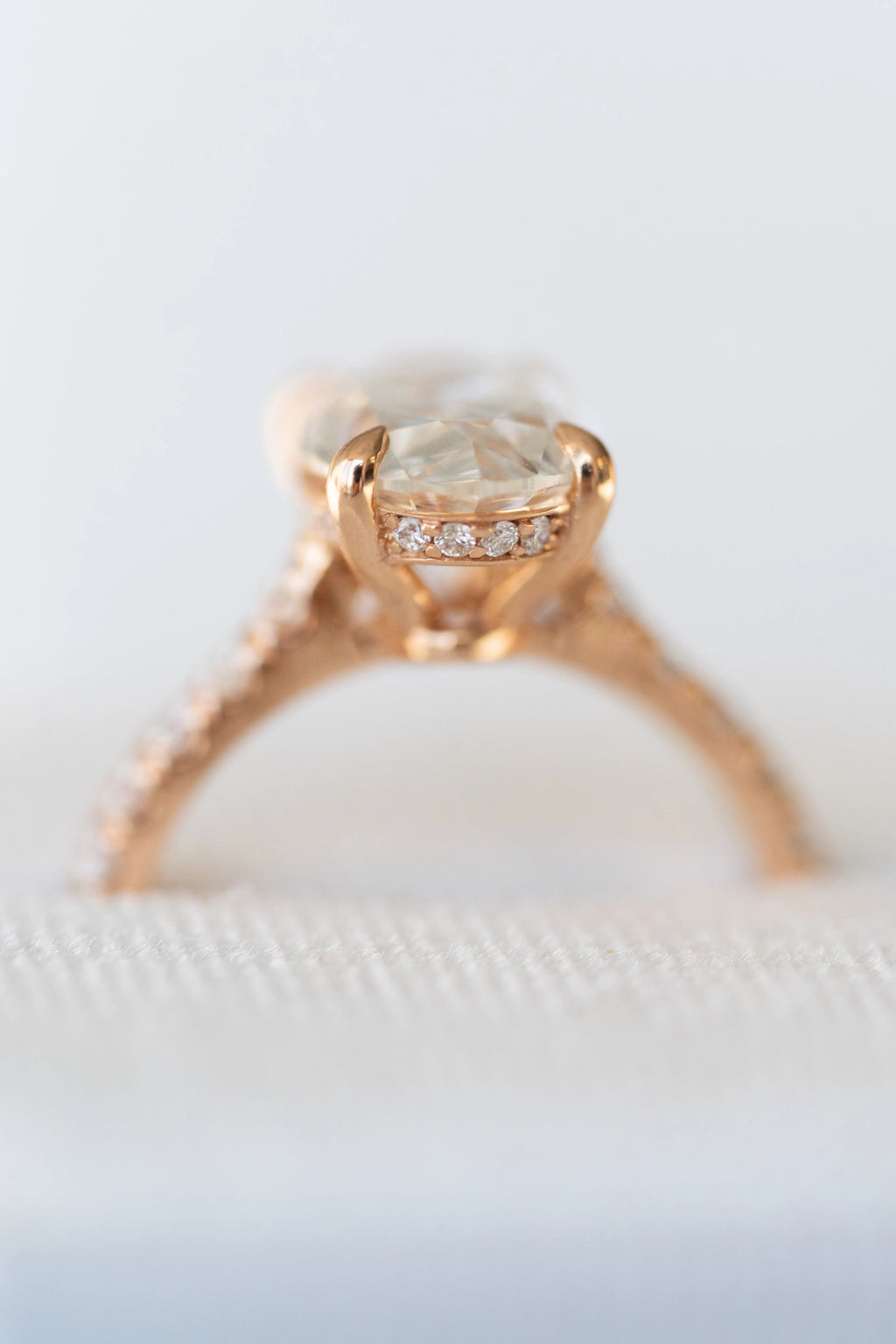 3.0 CT Oval Moissanite Solitaire Pave Setting Engagement Ring