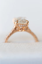 3.0 CT Oval Moissanite Solitaire Pave Setting Engagement Ring