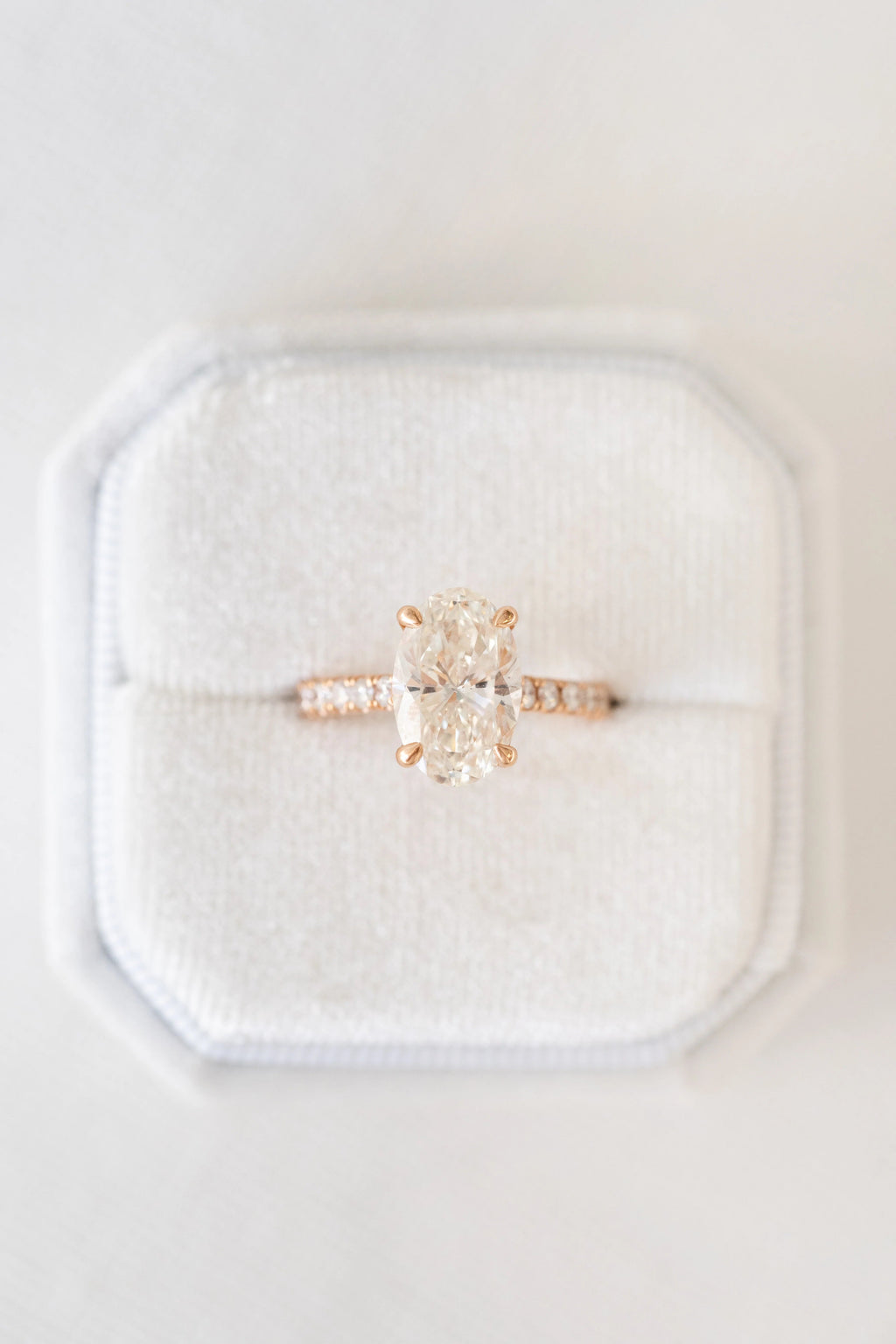 3.0 CT Oval Moissanite Solitaire Pave Setting Engagement Ring