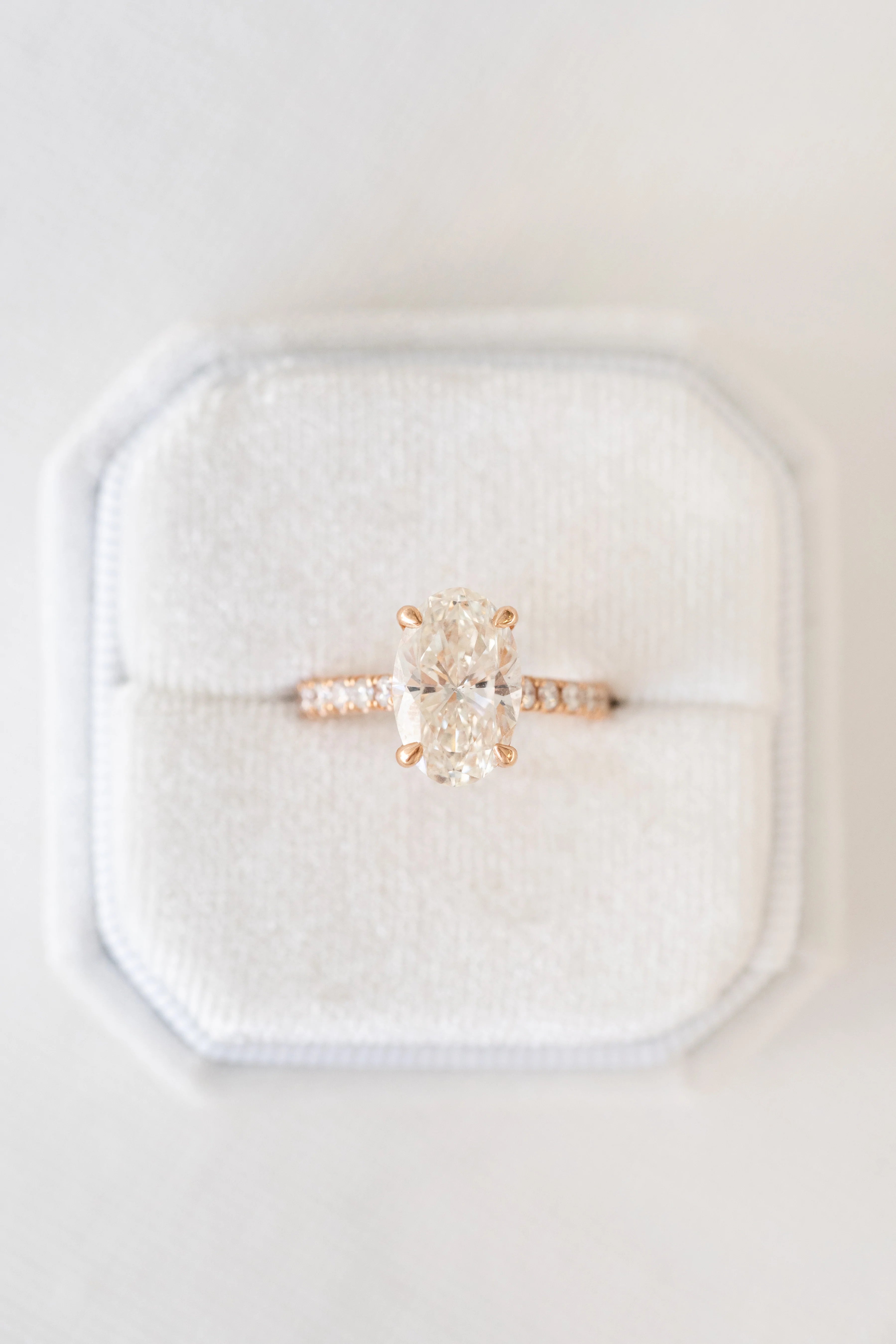3.0 CT Oval Moissanite Solitaire Pave Setting Engagement Ring