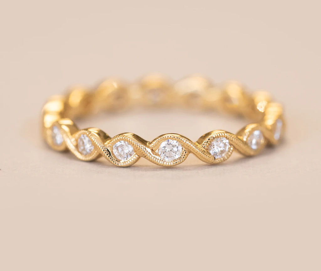 0.6 CTW  Round | Brilliant Cut Moissanite Halo Unique Wedding Band