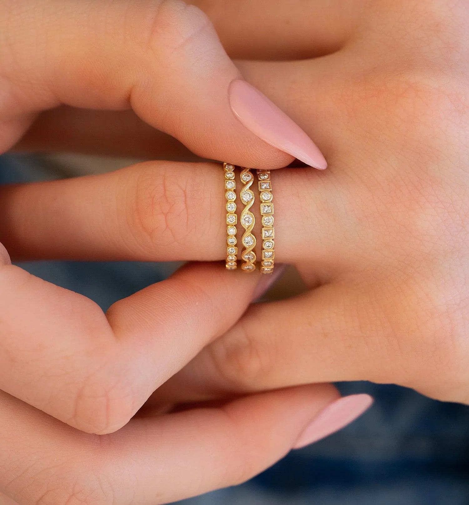 0.4 CTW  Round | Princess Cut Moissanite  Halo Unique Wedding Band