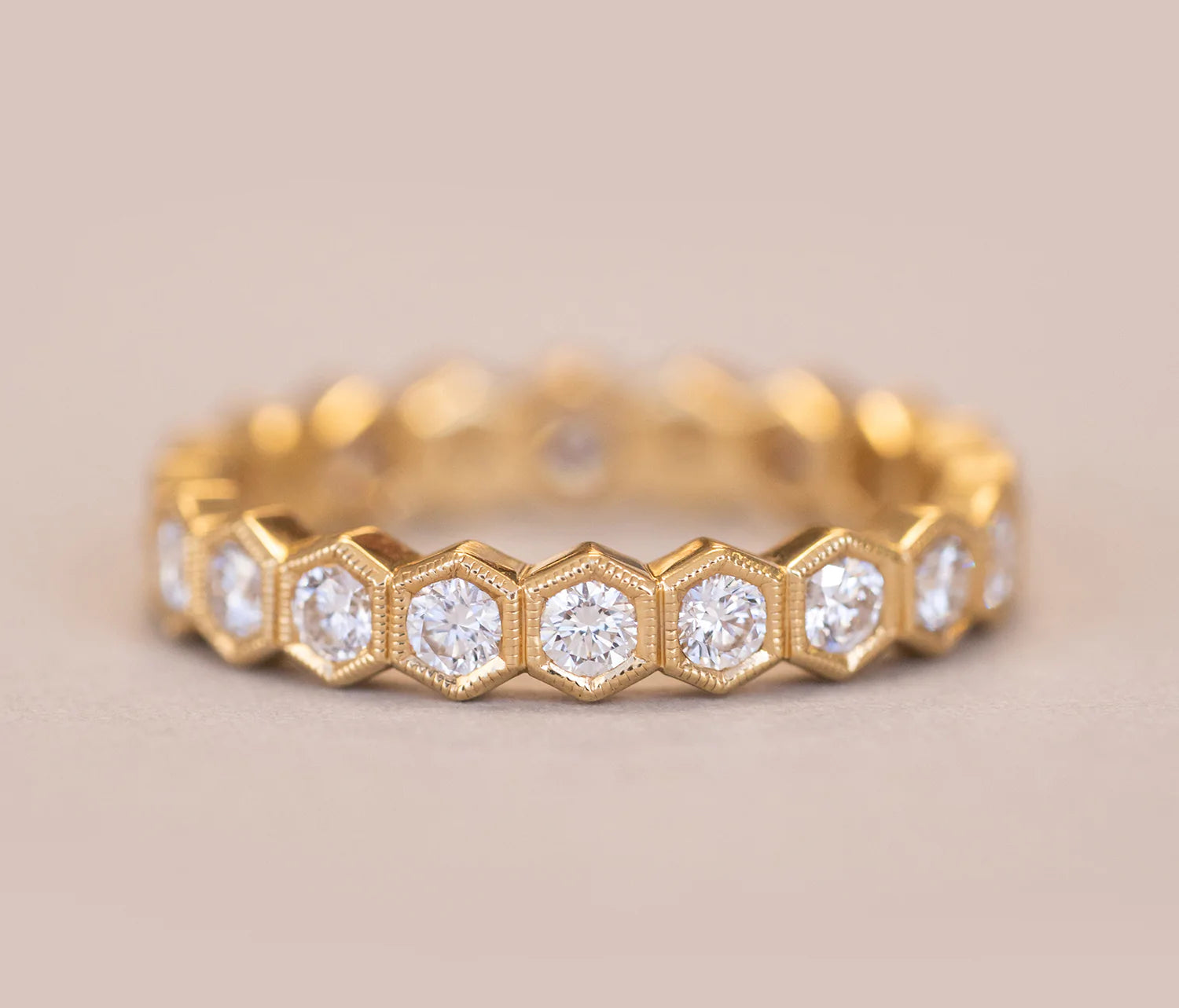 1.3 TCW Round Brilliant Cut Moissanite Halo Unique Wedding Band