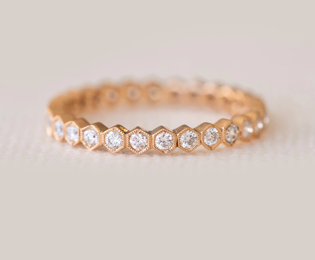 0.6 CTW  Round | Brilliant Cut Moissanite  Halo Unique Wedding Band