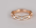 0.5 CTW  Round | Brilliant Cut Moissanite  Crossover  Halo Unique Wedding Band