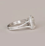 2.29 CT Oval Moissanite Halo Split Shank Style Engagement Ring