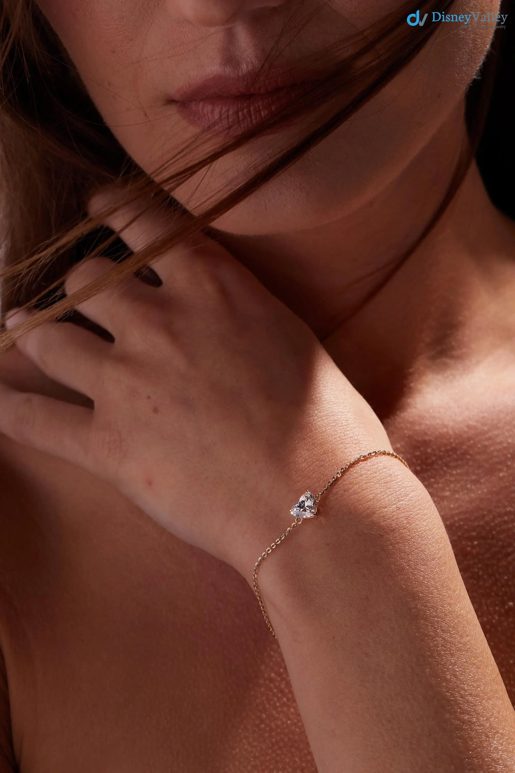 Heart Shaped Diamond Bracelet in Gold IGI Certified Minimalist Bracelet - DisneyValley