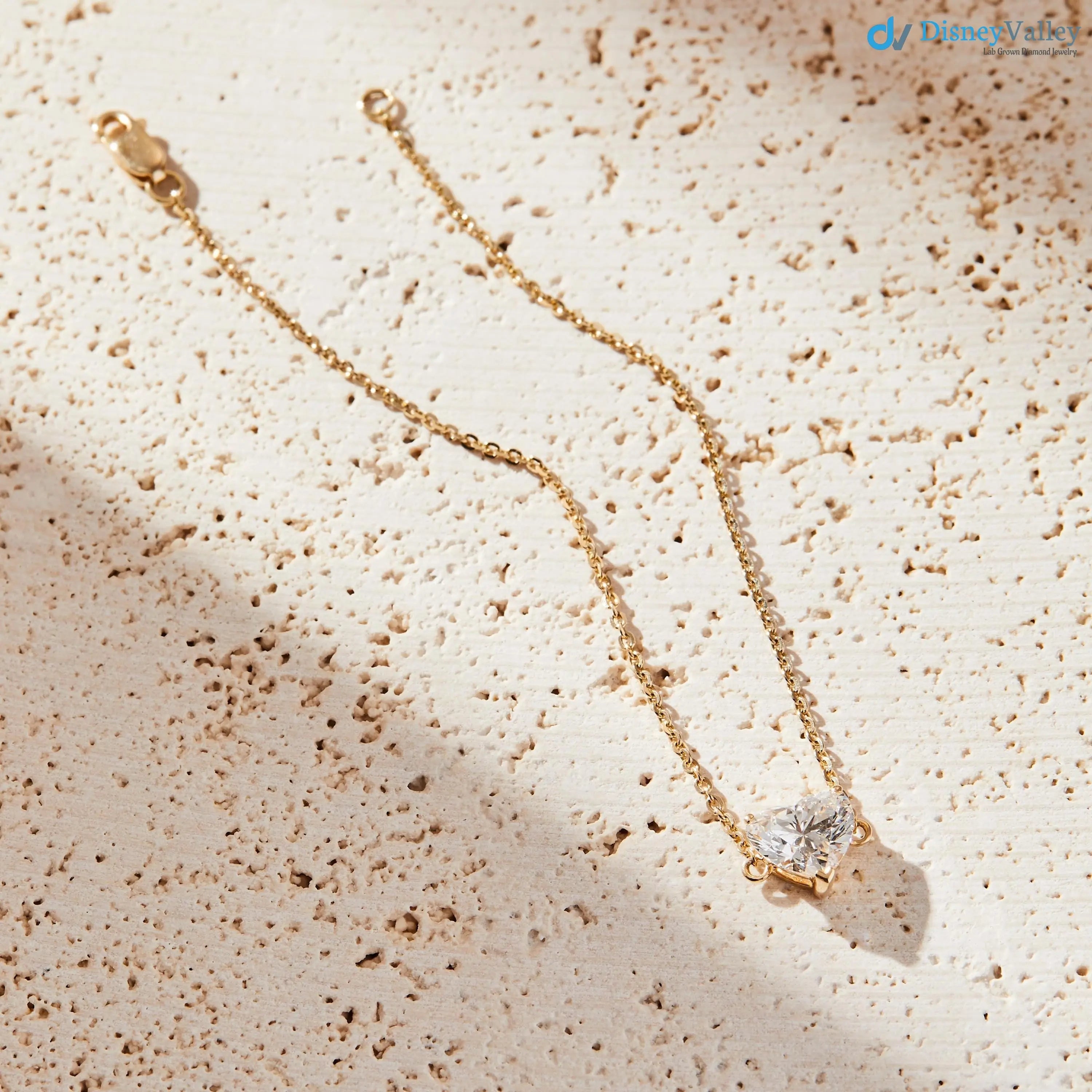 Heart Shaped Diamond Bracelet in Gold IGI Certified Minimalist Bracelet - DisneyValley