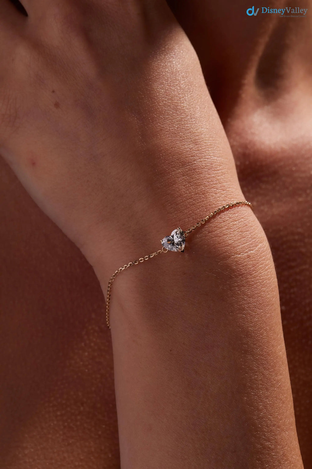 Heart Shaped Diamond Bracelet in Gold IGI Certified Minimalist Bracelet - DisneyValley