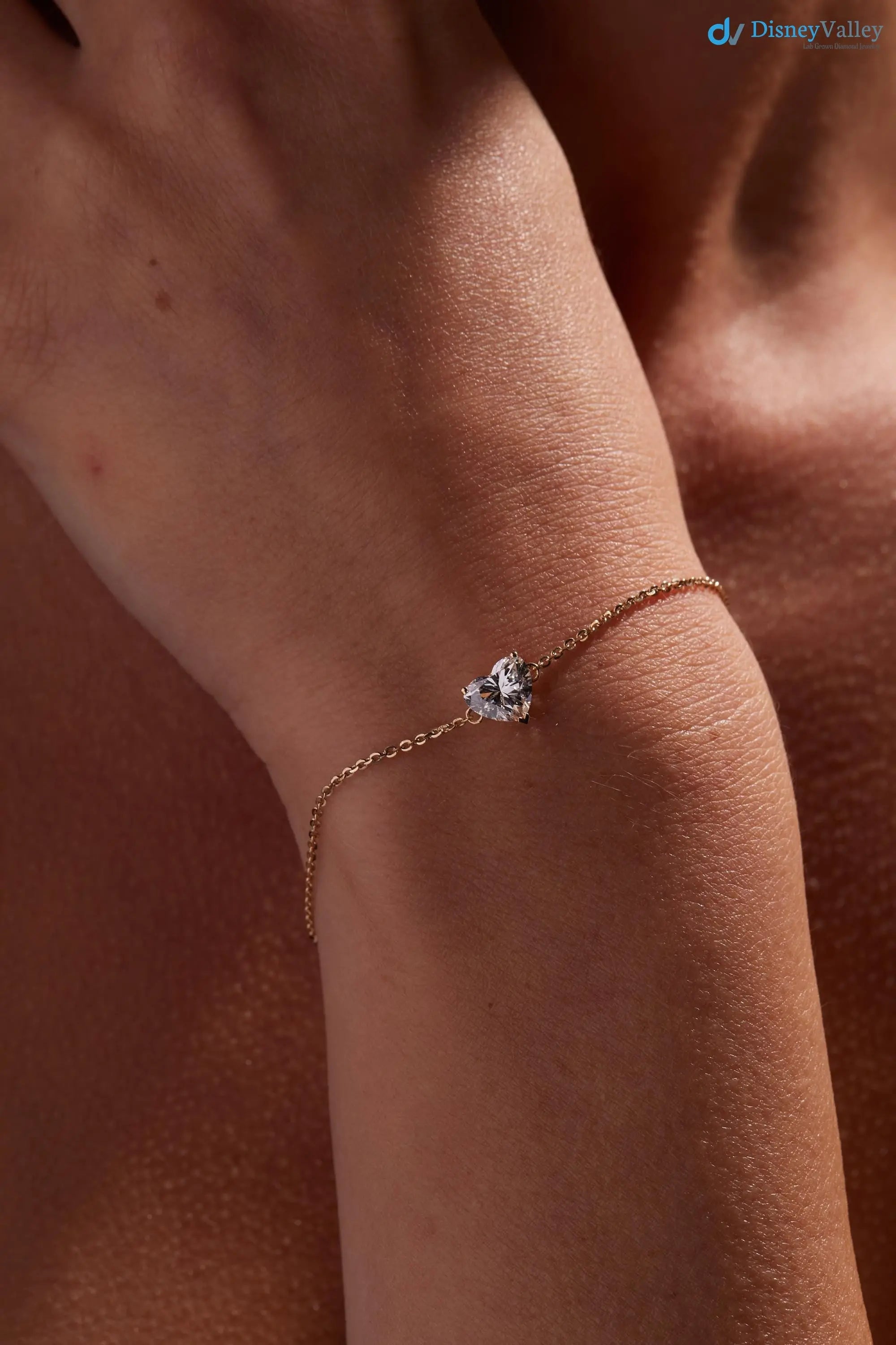 Heart Shaped Diamond Bracelet in Gold IGI Certified Minimalist Bracelet - DisneyValley