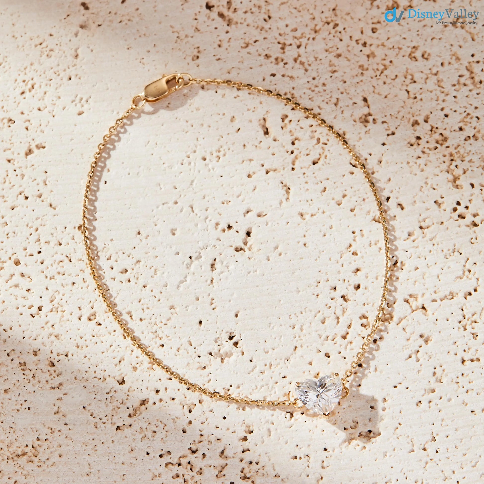 Heart Shaped Diamond Bracelet in Gold IGI Certified Minimalist Bracelet - DisneyValley
