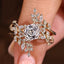 Hexagon Engagement Ring With Wedding Band In Nature Inspired Style