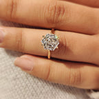 Hexagon Cut Diamond Solitaire Engagement Ring In Tulip Setting