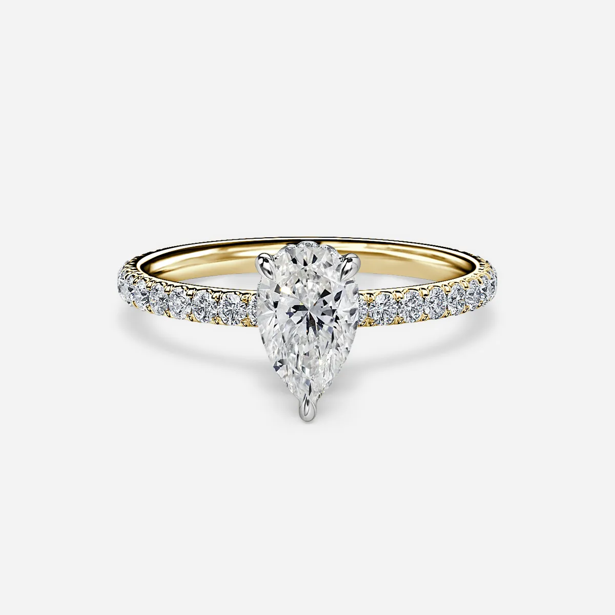 1.0 CT Pear Cut Moissanite Pave Bridal Ring Set