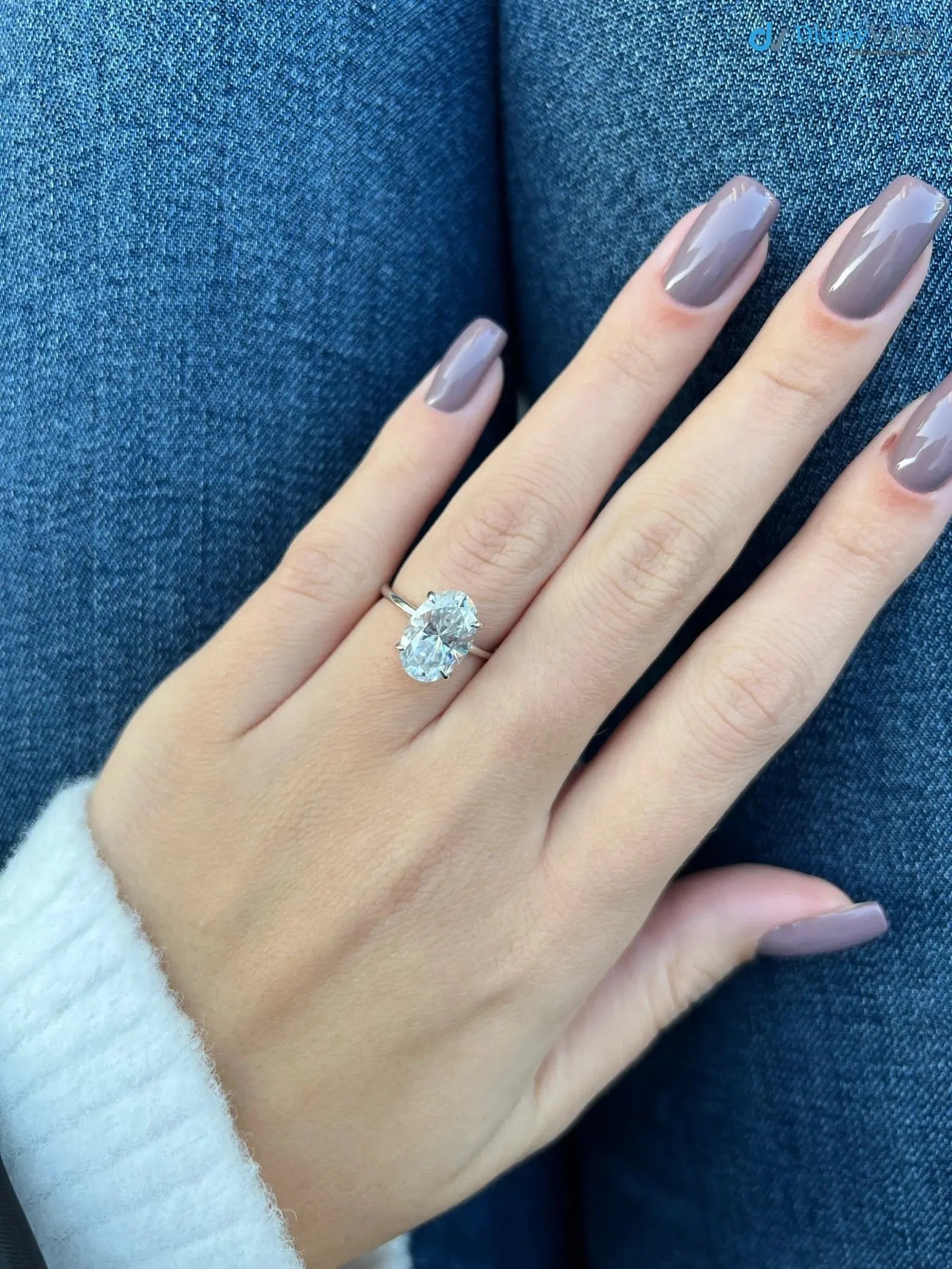 Hidden halo engagement ring 3 carat solitaire oval moissanite ring DisneyValley