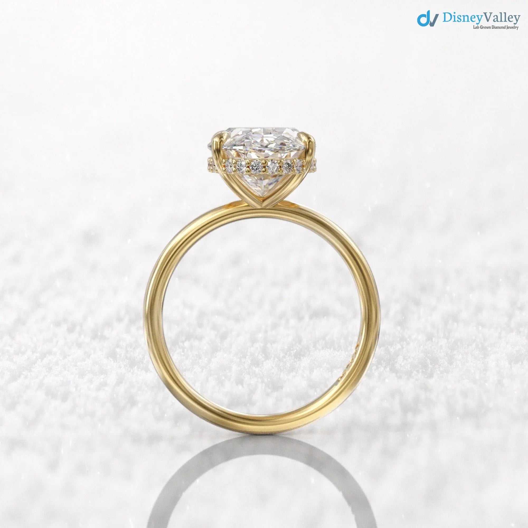 Hidden halo engagement ring 3 carat solitaire oval moissanite ring DisneyValley