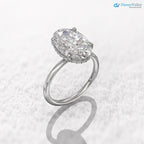 Hidden halo engagement ring 3 carat solitaire oval moissanite ring DisneyValley