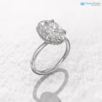 Hidden halo engagement ring 3 carat solitaire oval moissanite ring DisneyValley