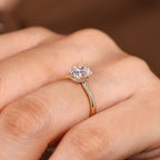 Cushion OMC Cut Hidden Halo Engagement Ring In Solitaire Style
