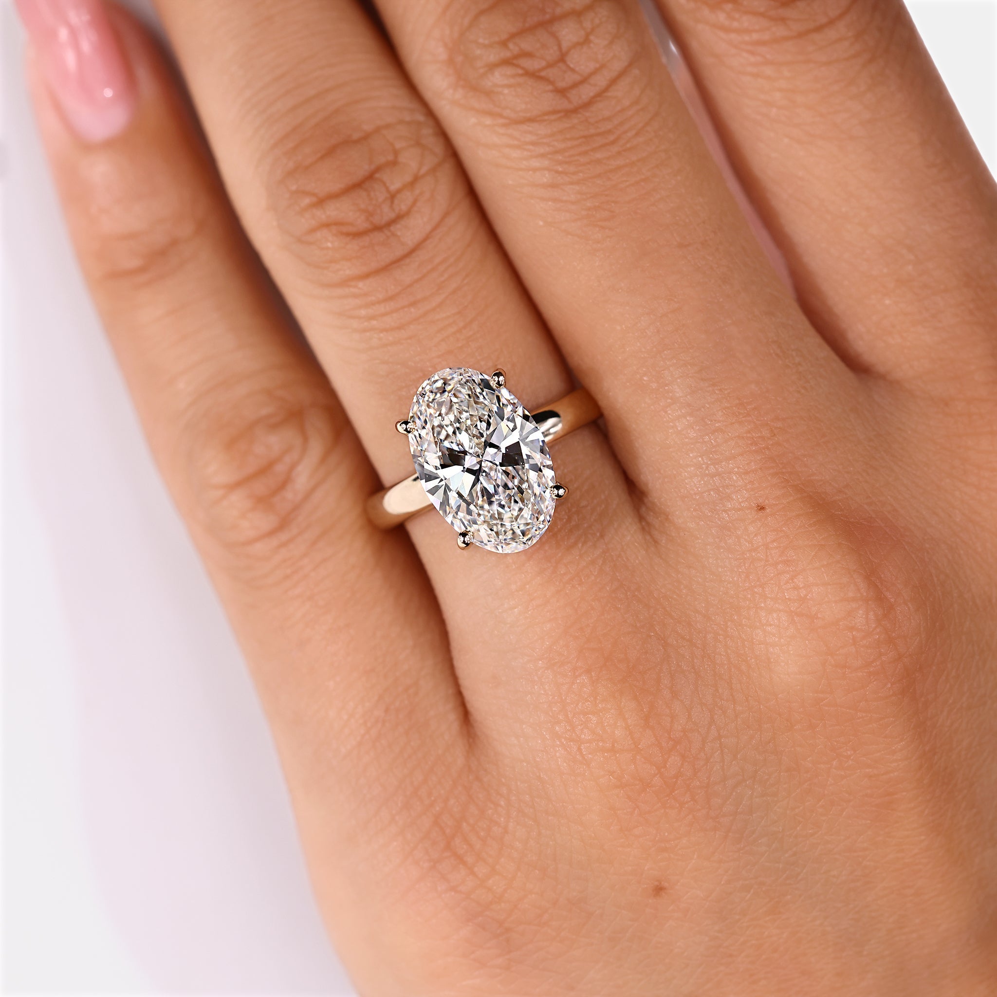 5 - 10 Carat Oval Cut Diamond Hidden Halo Engagement Ring
