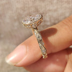 Oval Bezel Engagement Ring with Milgrain