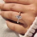 Squashed Hexagon Step Cut Ring with Baguette Cut Pave Band