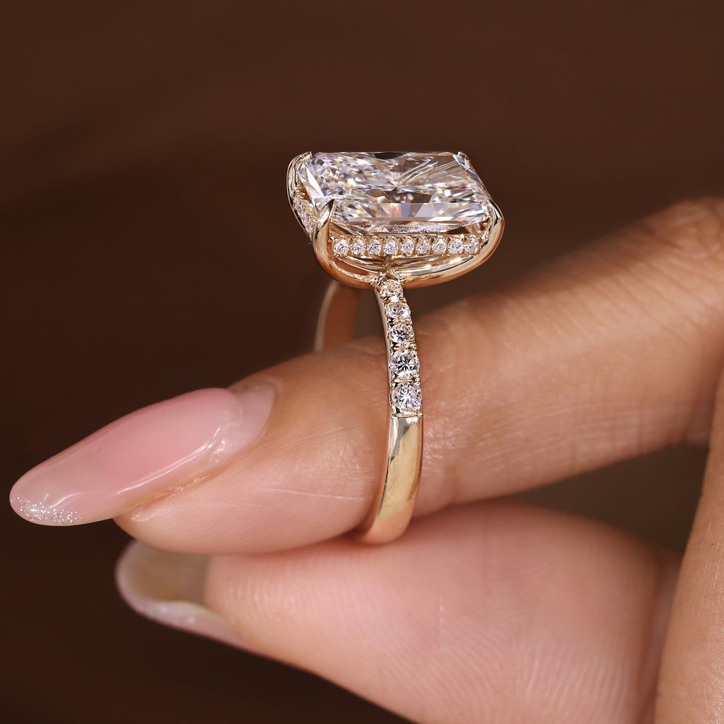 IGI Certified 5 Carat Radiant Cut Diamond Ring in Pave Setting