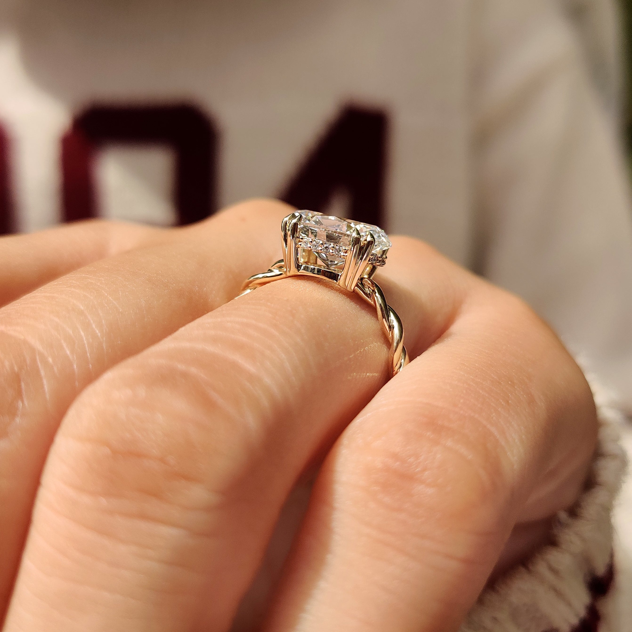 Solitaire Oval Cut Engagement Ring In East To West Setting