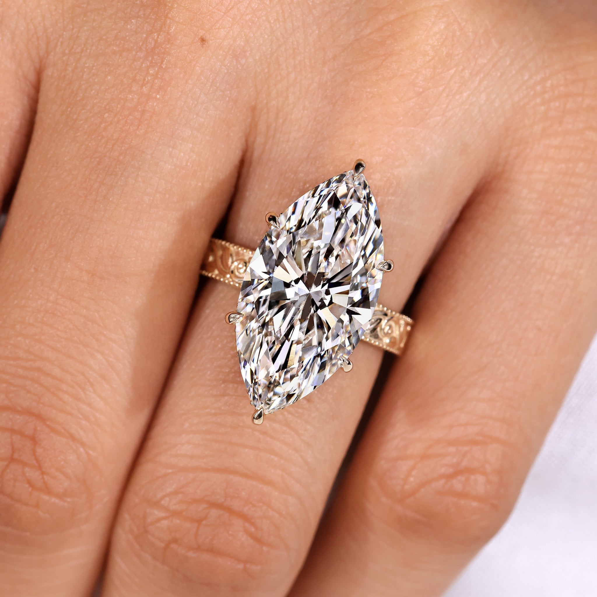 IGI Certified 10-12 Carat Marquise Diamond Ring in Solitaire Style