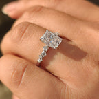 Radiant Cut Diamond Ring in Cluster Setting