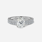1.0 CT Oval Cut Moissanite Pave Bridal Ring Set