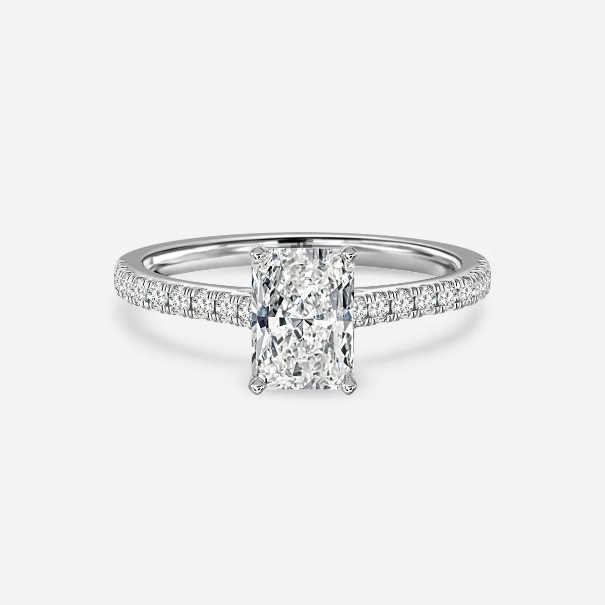 1.0 CT Radiant Cut Moissanite Pave Bridal Ring Set
